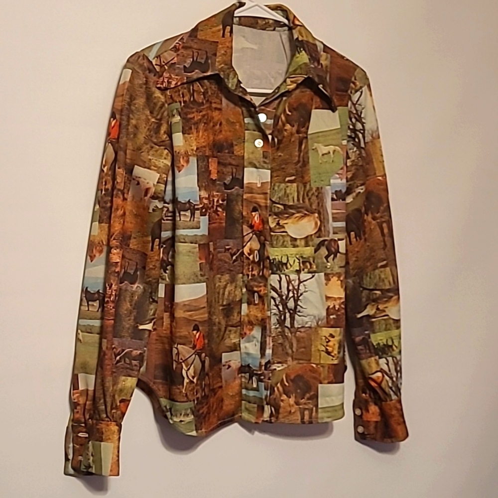 1970s ish rare vintage print polyester size medium